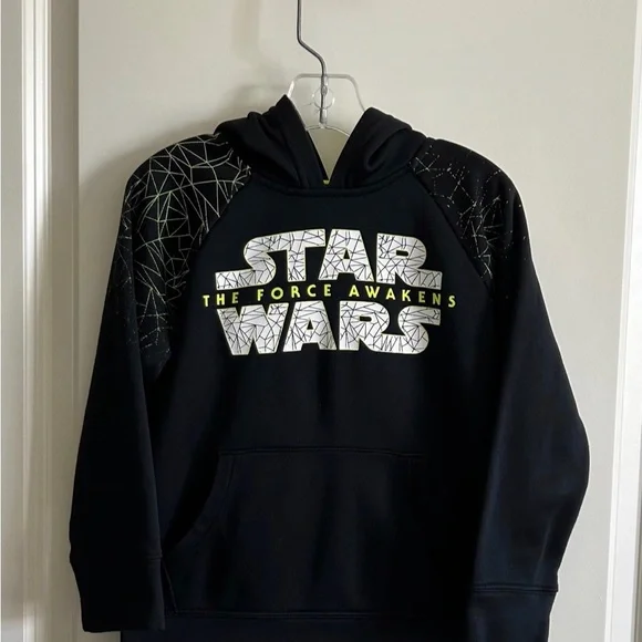 Star Wars The Force Awakens Boys Black/White/ Yellow Neon Hoodie Size 5 - Picture 3 of 7